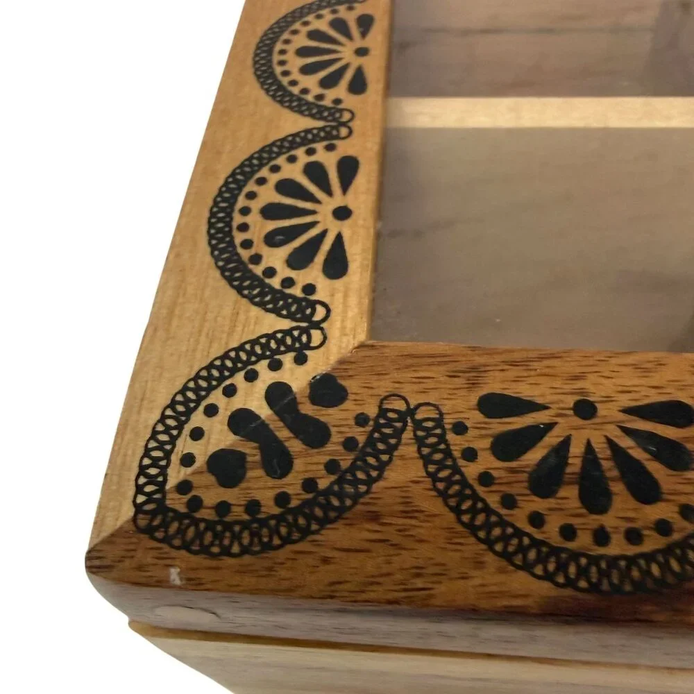 THE PIONEER WOMAN Wooden Tea Box Organizer Country Vintage Floral 8 Compartments - Picture 16 of 16